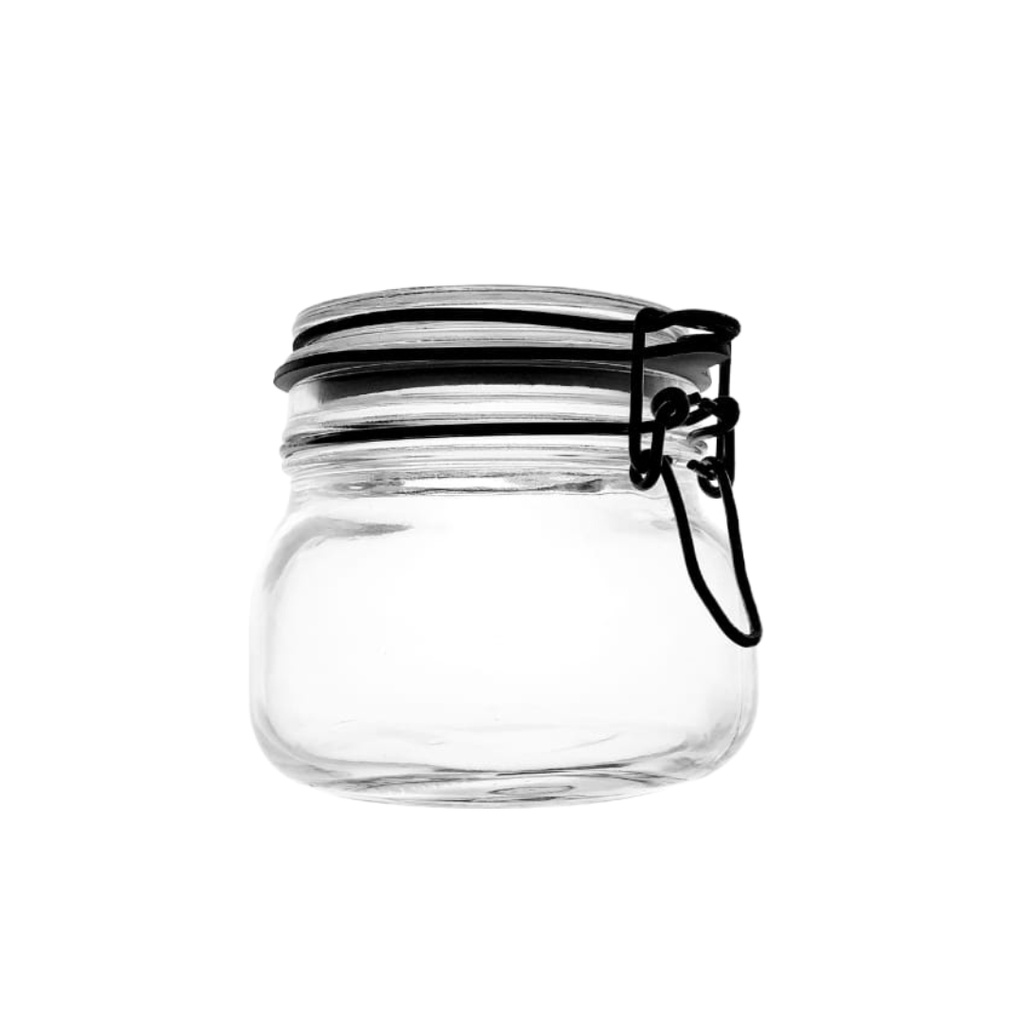 JR0260-40  GLASS  AIRTIGHT JAR 500ML  (HEIGHT:10CM, DIAMETER:9CM)