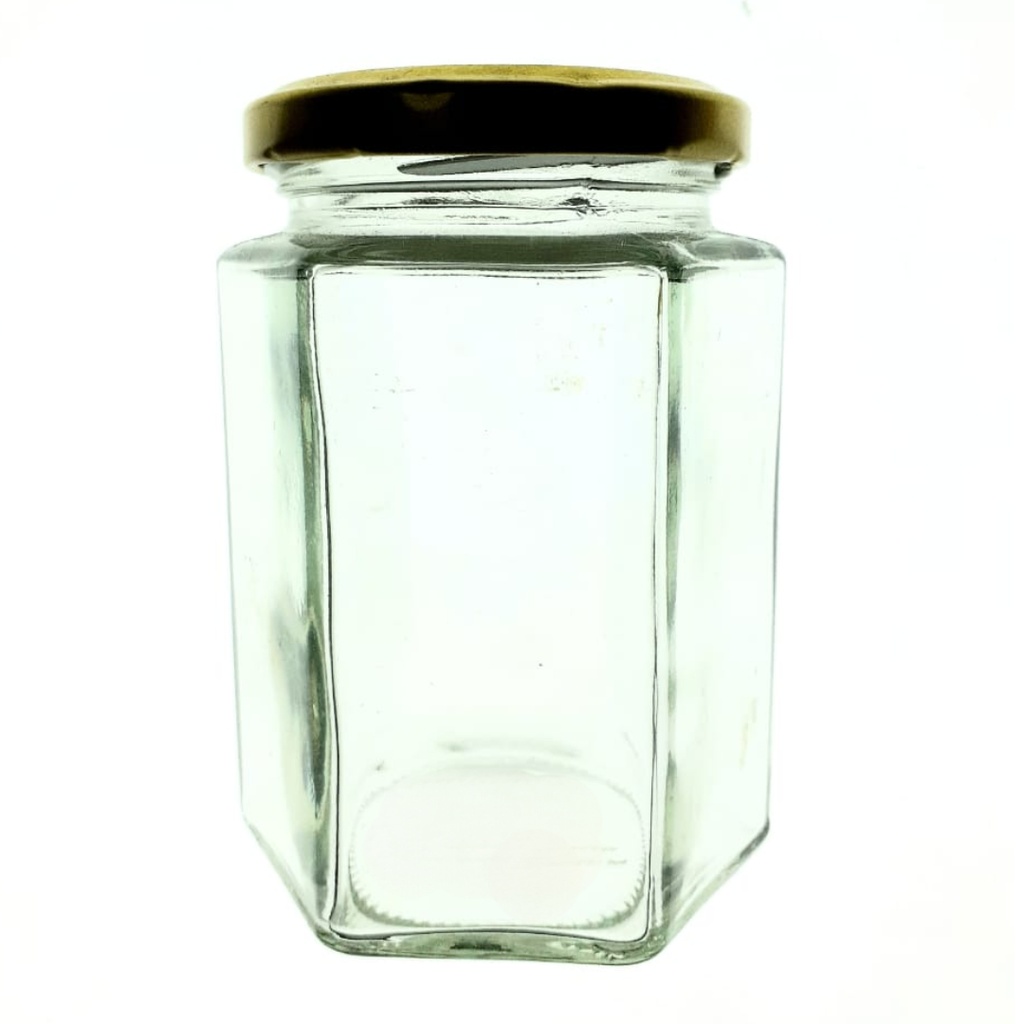 GLASS MASON JAR HEXAGONAL JAR 300ML (FLINT)-ES2880 F30006420D800001 (HEIGHT:10CM, DIAMETER:6CM) 
