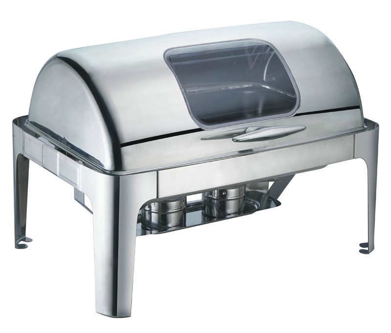 S/S ROLL TOP GLASS WINDOW CHAFING DISH 9L (SINGLE PANEL) RECTANGULAR