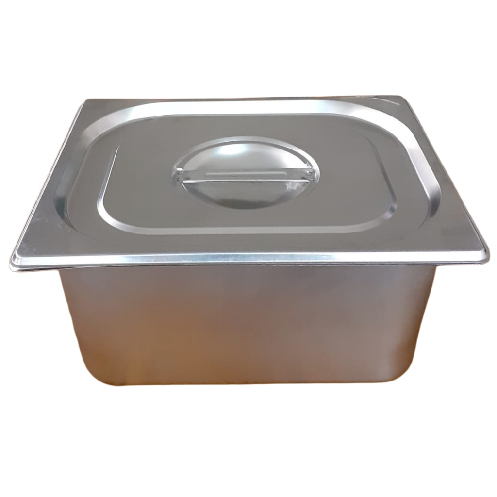 GN S/S FOOD DISH WITH LID 6” HALF (CURRY) 16475-6 / 16475-11L 144-7 1/2*15CM (LENGTH: 32CM, WIDTH: 26CM, HEIGHT: 15CM) 