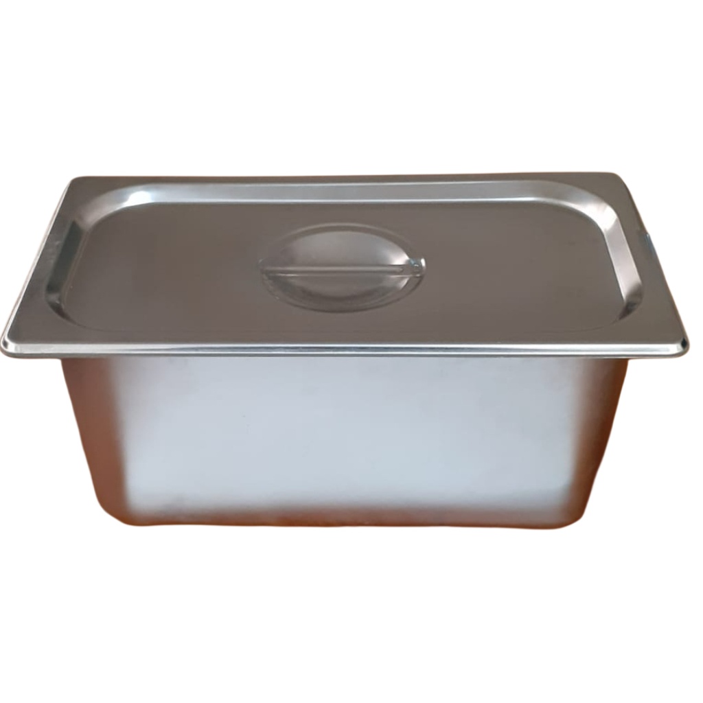 144-11 GN PAN 15CM 6” S/S FOOD DISH WITH LID 1/3  000334  34591-15 ( 000341 34595-20 LID ) (LENGTH: 32CM, WIDTH: 17CM, HEIGHT: 15CM) 