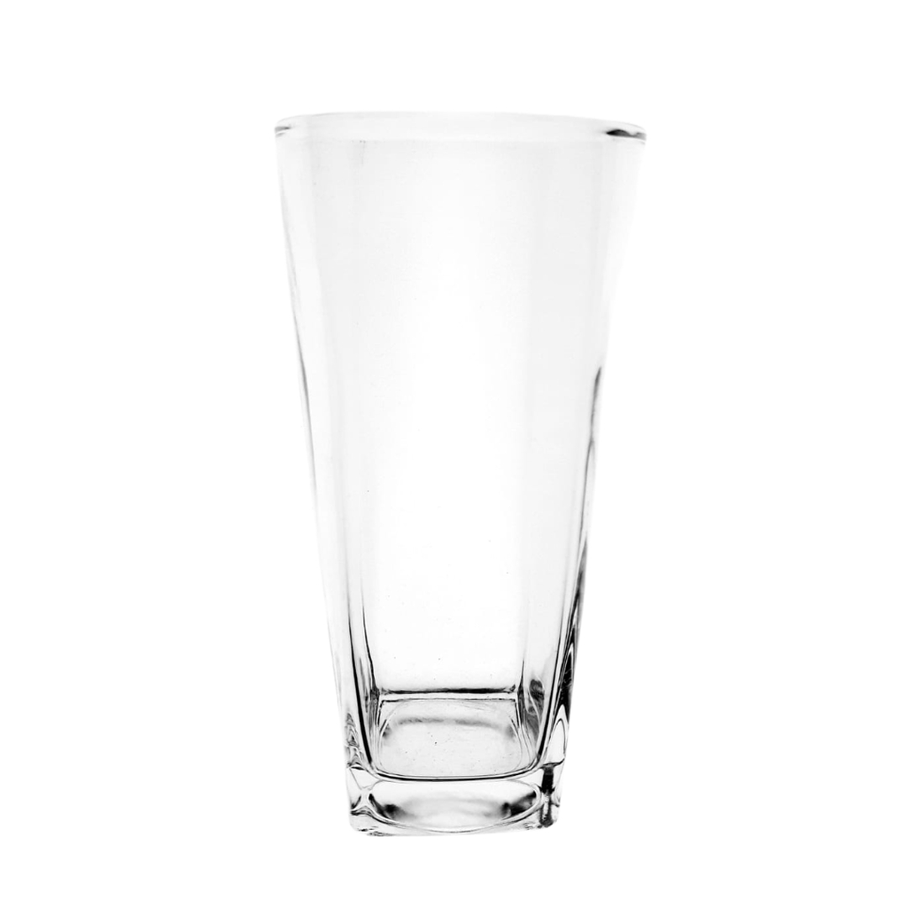 (WS69) GLASS TUMBLER 250ML SQUARE
(HEIGHT 14CM, MOUTH DIAMETER 6.5CM) QINGYA