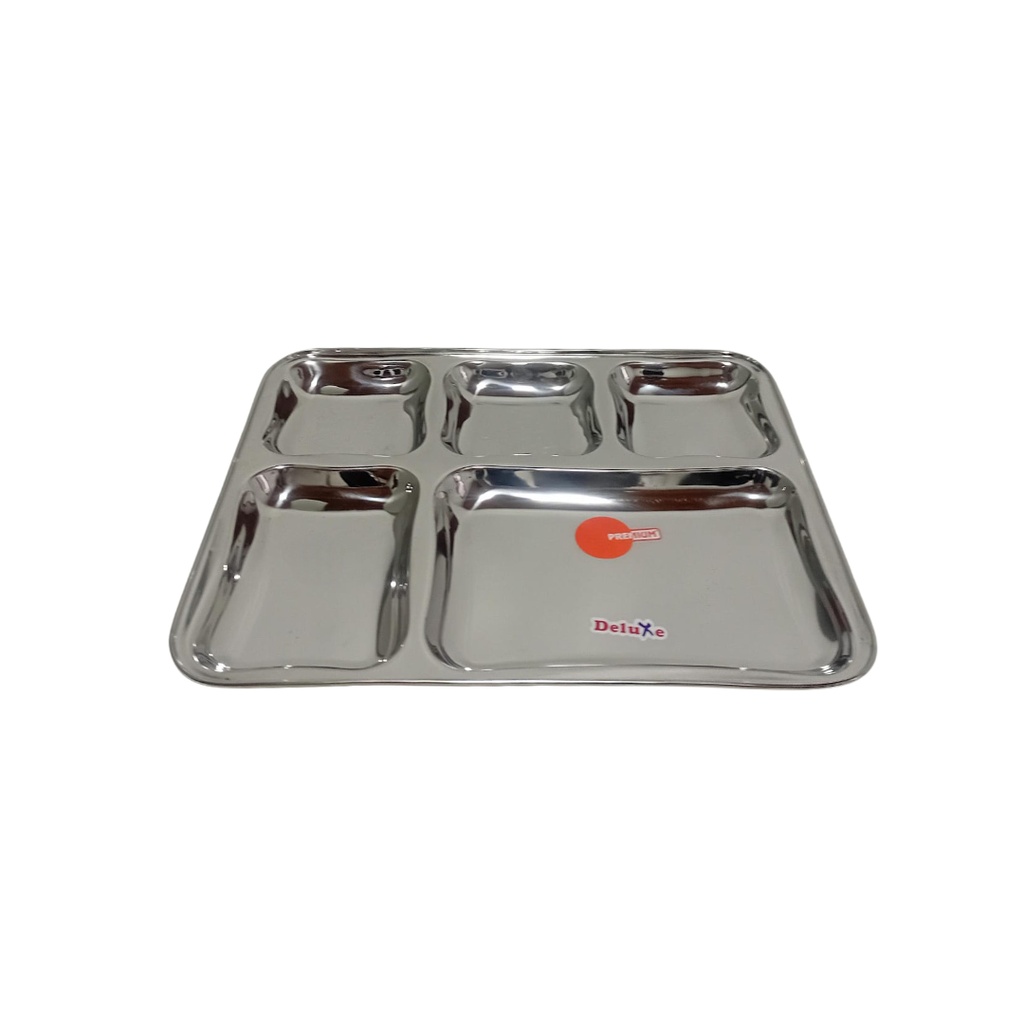 [1035429] S/S RECT DIVIDED PLATE 1*5 (LENGTH 38CM WIDTH 30CM)