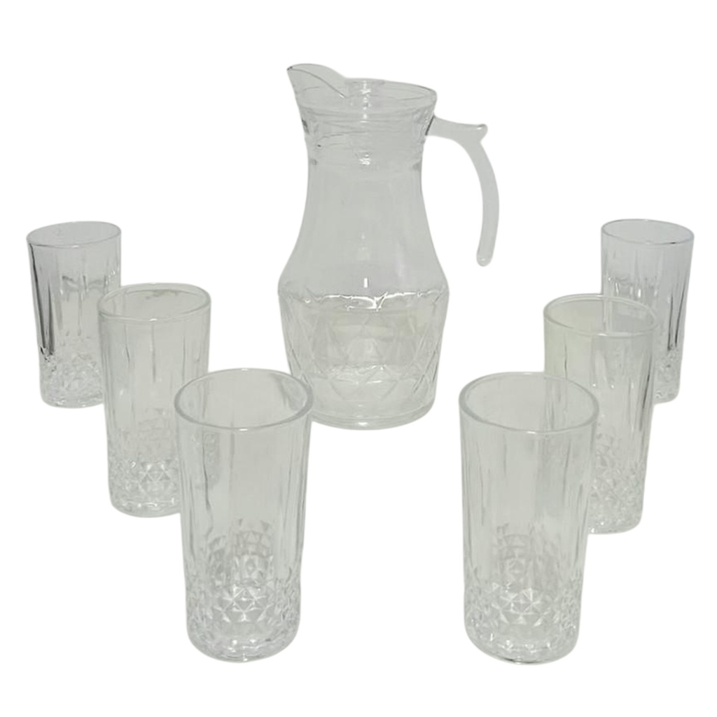 YZH-41C/L7 JUG SET 7PCS {(JUG- HEIGHT: 26.3CM, DIAMETER: 11CM) (GLASSES: HEIGHT: 13.5CM, DIAMETER: 6.8CM)}