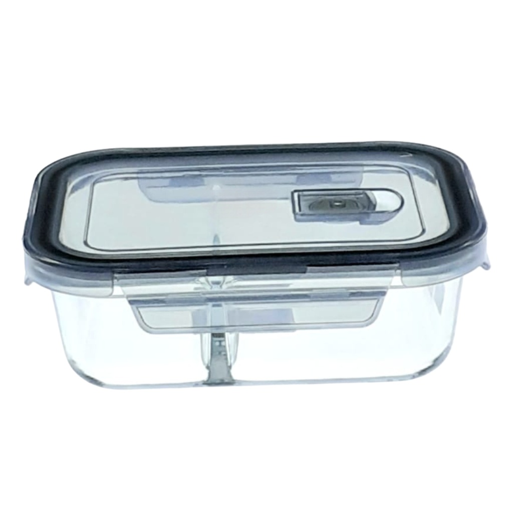 GPK14-630 GLASS FRESH BOX 630ML DEVIDED 2 (HEIGHT 6CM, LENGTH 17.5CM, WIDTH 13CM)