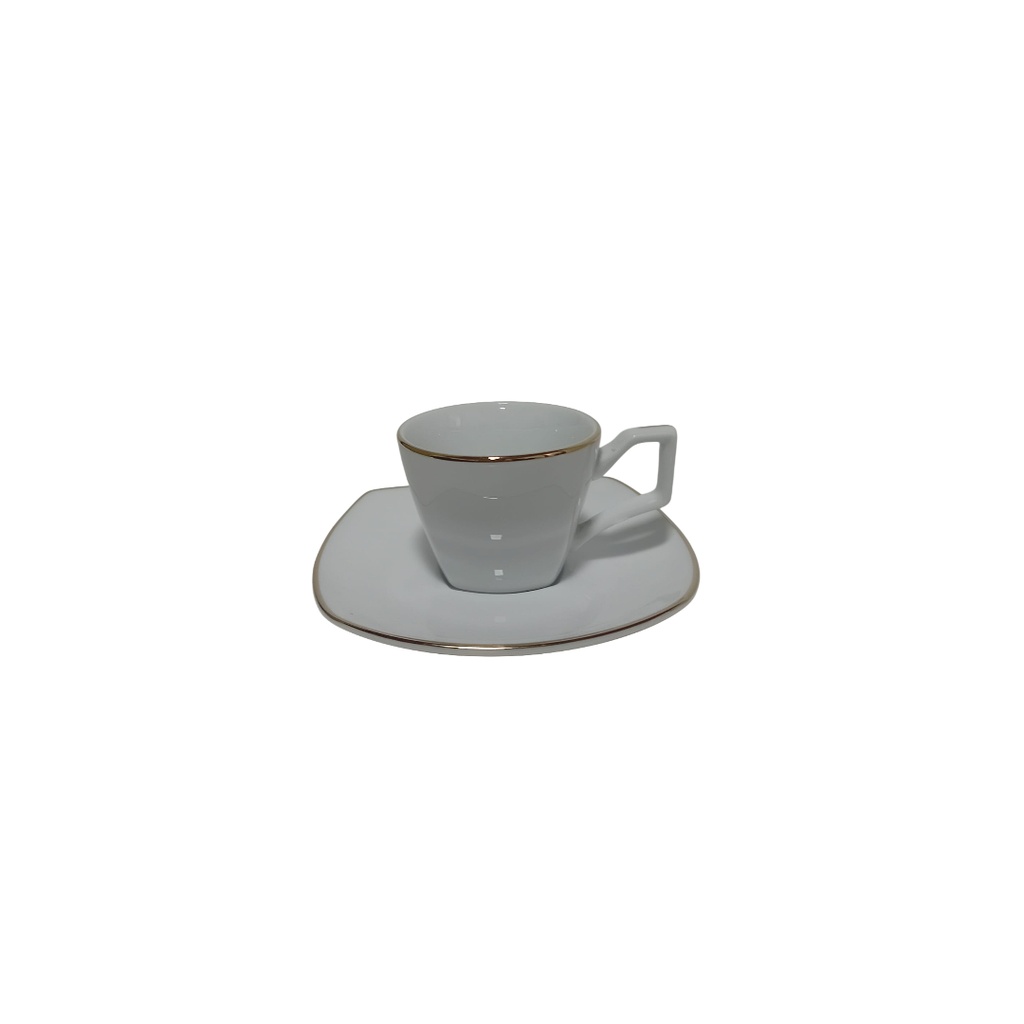 16007 COFFEE SET 12PCS NORITAKE GOLD LINE SQUARE