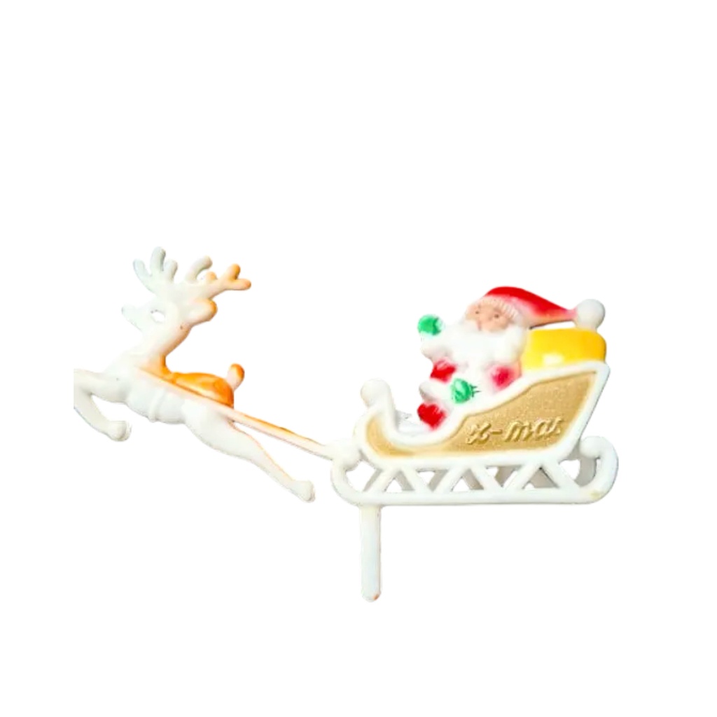 SANTA WITH SLEIGH WITH REINDEER TOPPER