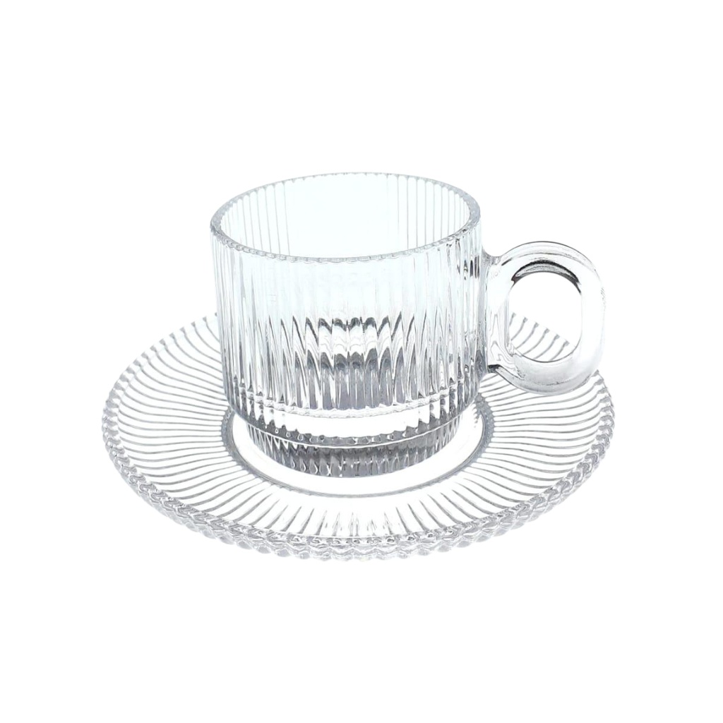 YJ-107 GLASS COFFEE CUP & SAUCER PCS