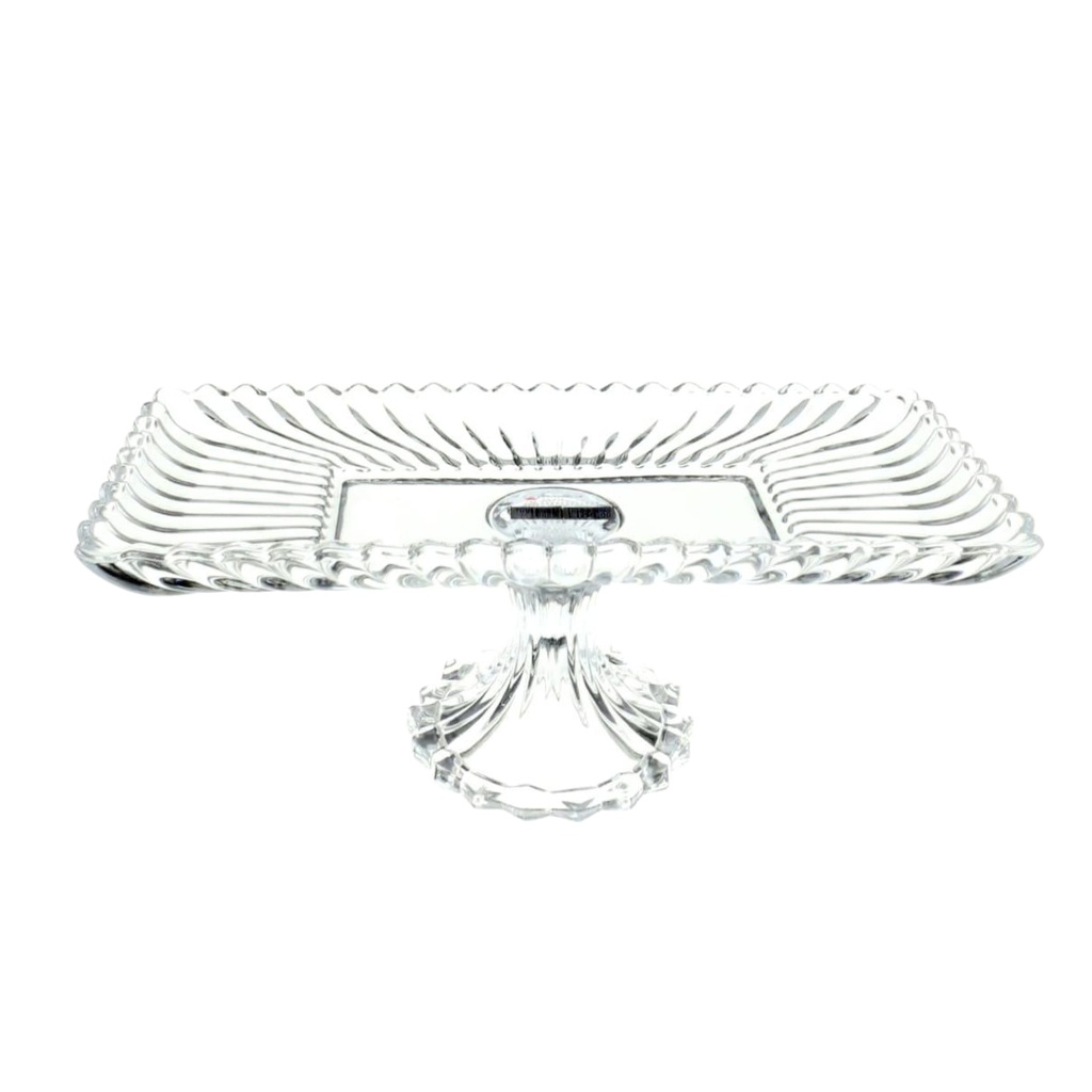 YJ-7025-7 GLASS TRAY WITH STAND (HEIGHT: 12CM, WIDTH: 16CM, LENGTH: 35.5CM)