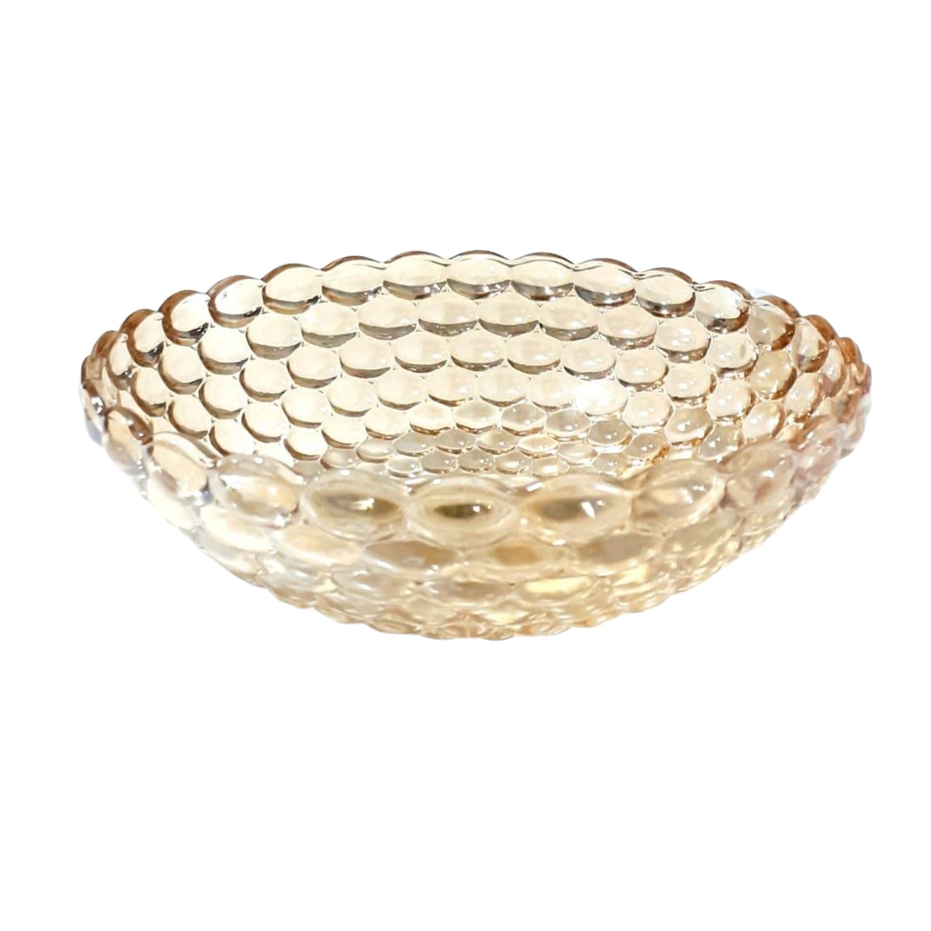 YJP-7021-4D NO 21 GLASS CENTRE PIECE GOLD 9.5” (HEIGHT: 7.5CM, DIAMETER: 23.5CM)