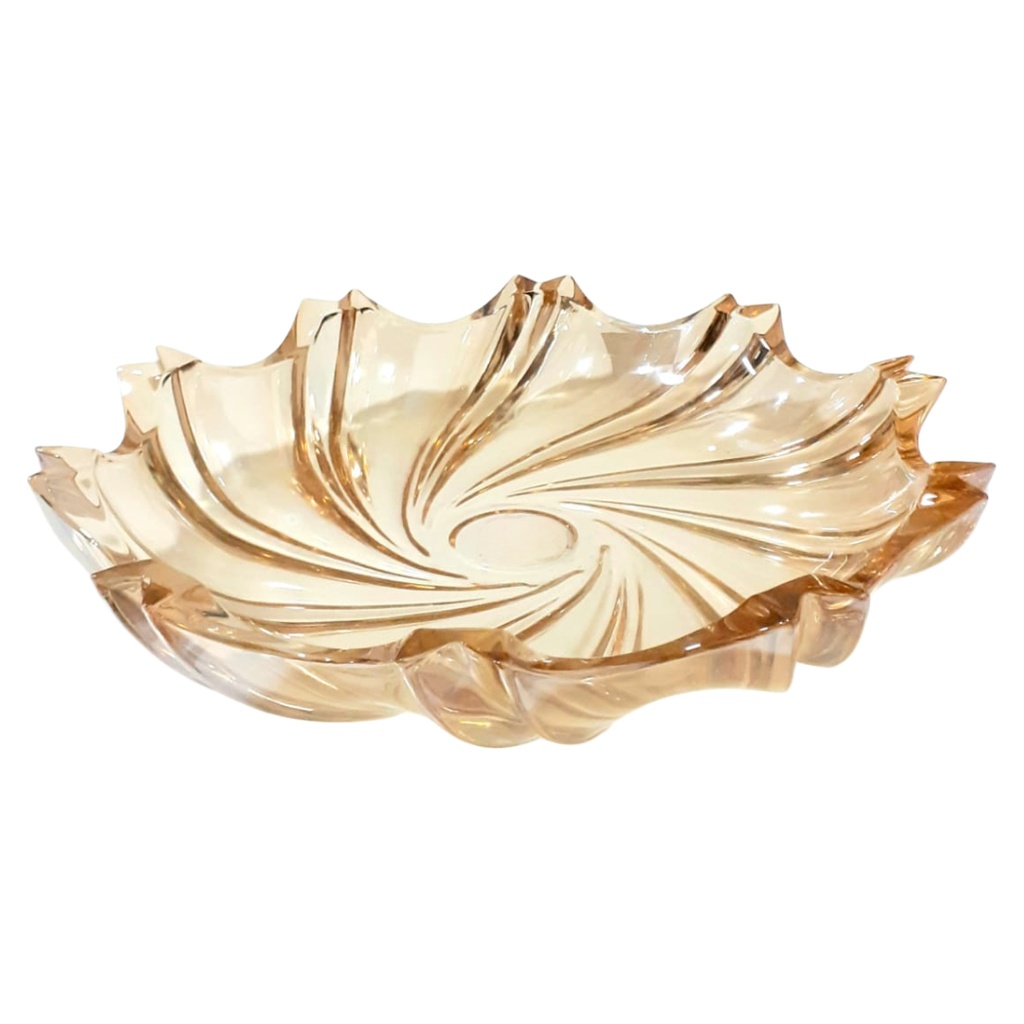 YJP-7091-2D GLASS CENTRE PIECE GOLD (HEIGHT: 5.7CM, DIAMETER: 32CM)