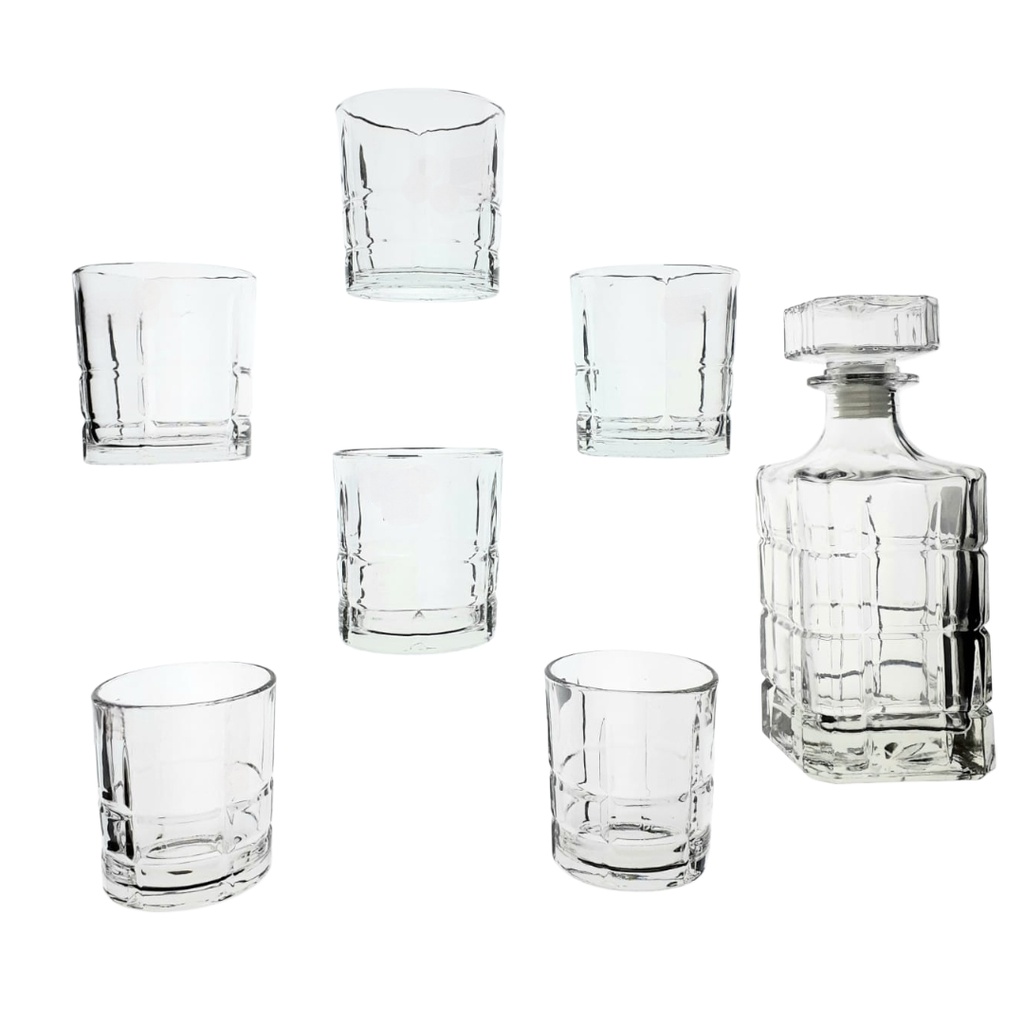 DSJZ001B/L7 DECANTER SET 7PCS {(DECANTER HEIGHT: 23CM) (GLASSES HEIGHT: 9.7CM, DIAMETER:8.3CM)}