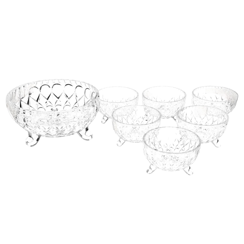 TG25/L7 GLASS BOW SET 7PCS {(BOWL- HEIGHT: 9.8CM, DIAMETER: 17.5CM) (GLASS- HEIGHT: 5.8CM, DIAMETER: 9.8CM)}