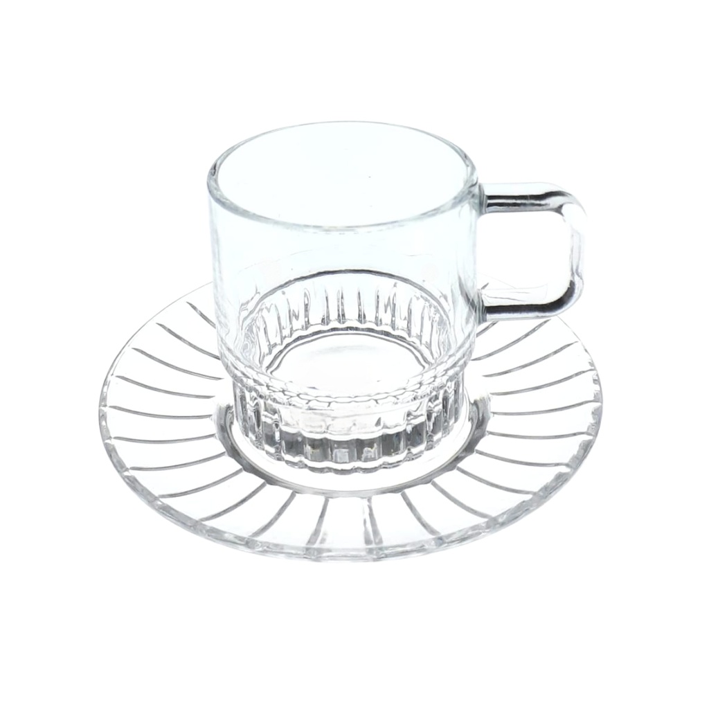 TCF057/L12 GLASS CUP & SAUCER 12PCS