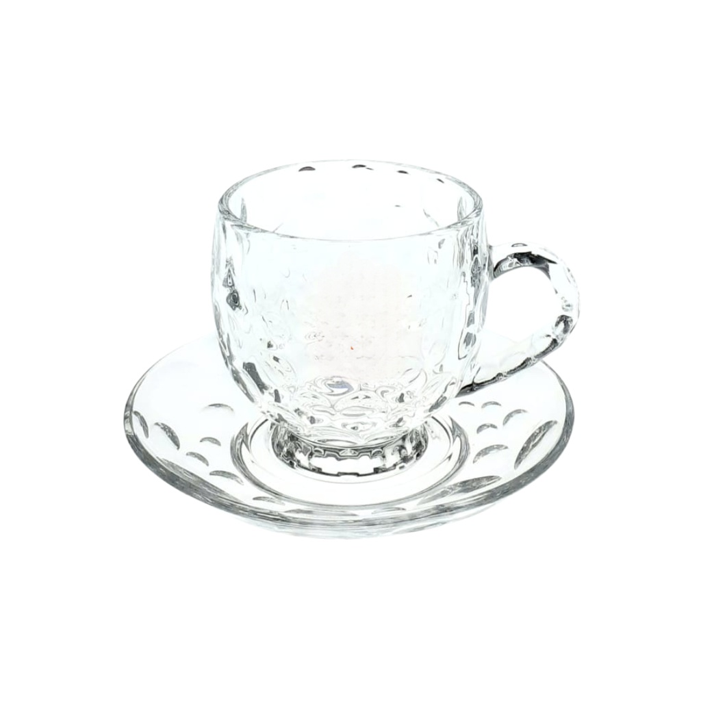 TCF405/L12 GLASS CUP & SAUCER 12PCS