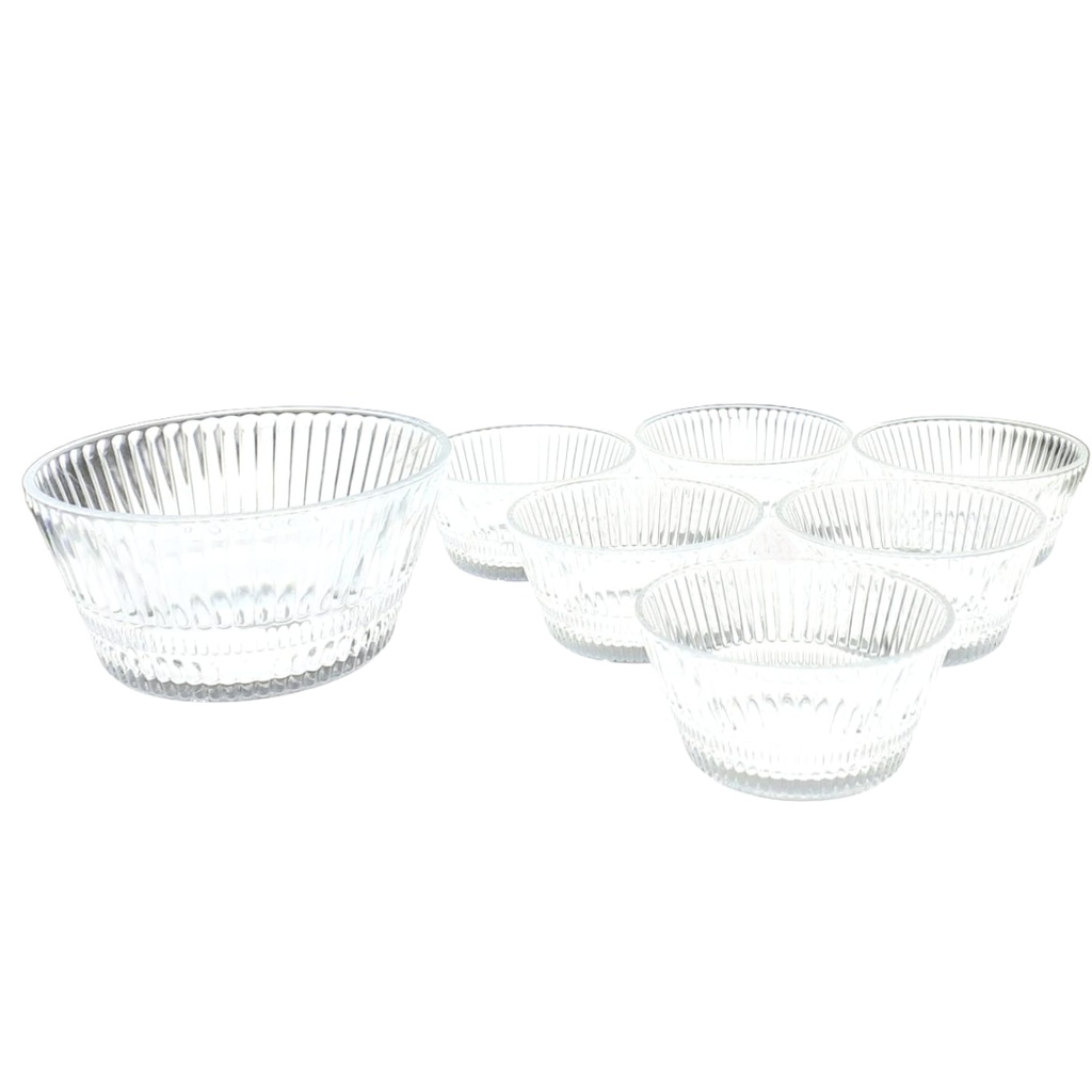 TW9003/L7 GLASS BOWL SET 7PCS {(BOWL- HEIGHT: 8.8CM, DIAMETER: 17.5CM) (GLASS- HEIGHT: 5CM, DIAMETER: 11CM)}