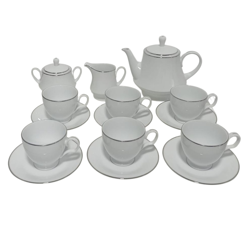 T17PC-16007 753751 17 PCS TEA SET  NORITAKE SILVER LINE