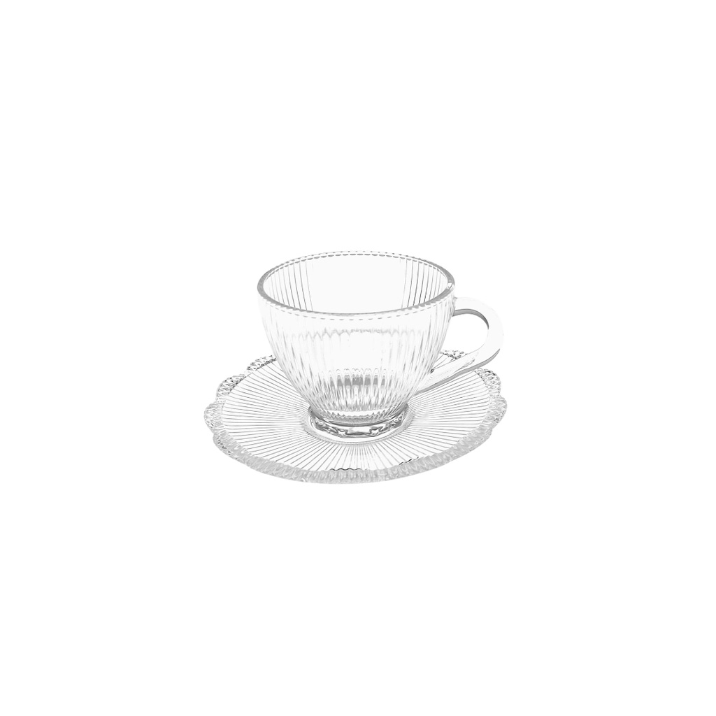 TCF052B/L 12 GLASS CUP & SAUCER 12PCS 