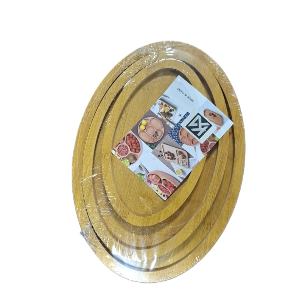 1637-34 WOODEN TRAY SET 3PCS