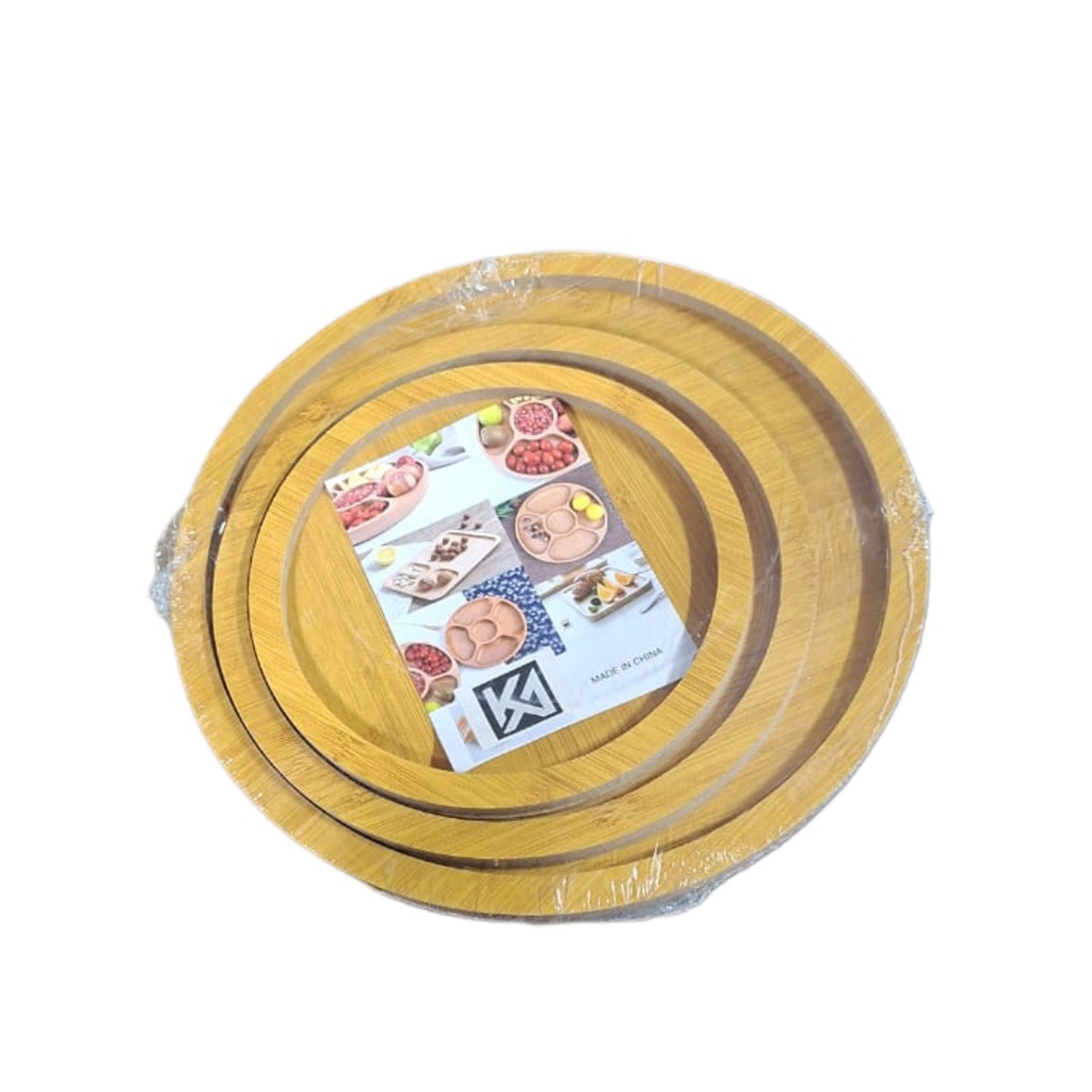 1637-32 WOODEN TRAY SET 3PCS