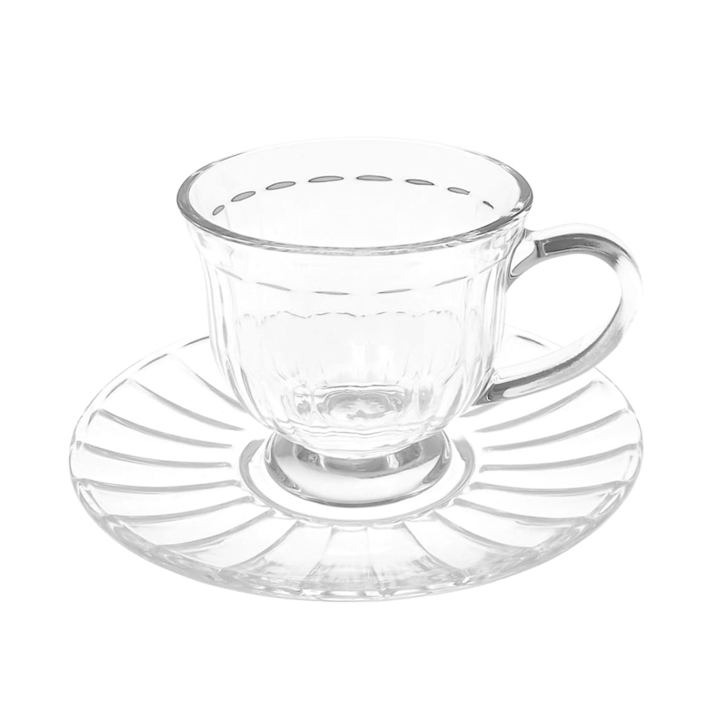 TCF059/L12 GLASS CUP & SAUCER 12PCS