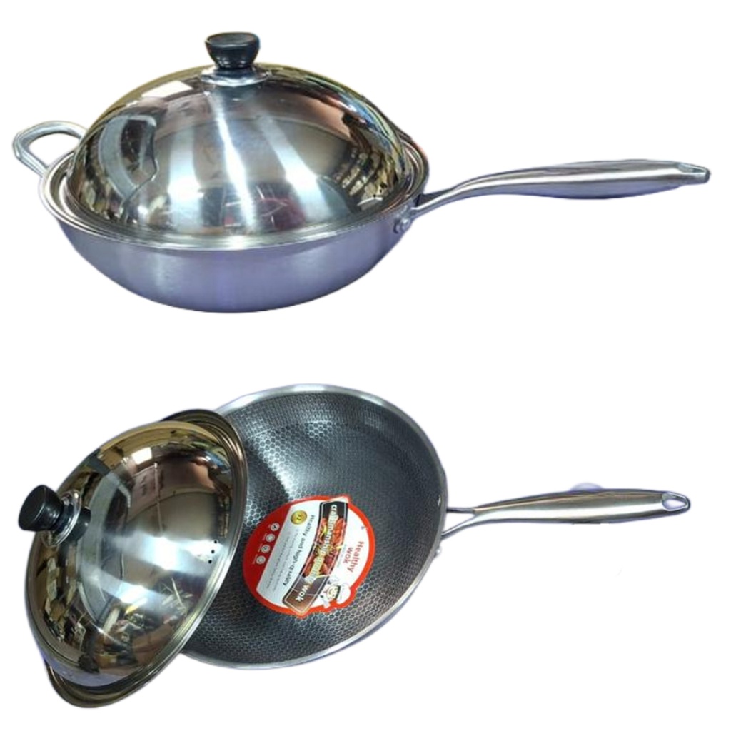 1011-7 100-30 HONEYCOMB WOK W/LID 34CM