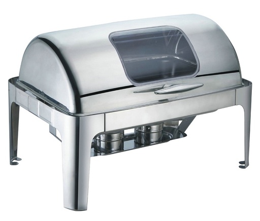 [1021147] S/S ROLL TOP GLASS WINDOW CHAFING DISH 9L (DOUBLE PANEL) RECTANGULAR