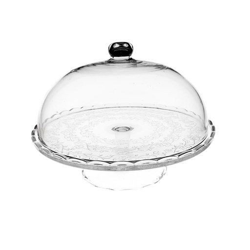 [1025960] DGP-29 GLASS CAKE DOM WITH STAND 2968-4 / 4438-13 / 5909-47 /94-1 (HEIGHT: 21.5CM, DIAMETER: 29CM)