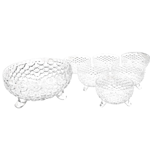[1027595] TG23/L7 GLASS BOWL SET 7PCS YJSK-2301 {(BOWL- HEIGHT: 9.8CM, DIAMETER: 17.5CM) (GLASS- HEIGHT: 5.8CM, DIAMETER 9.8CM)}