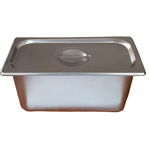 [1031275] 144-11 GN PAN 15CM 6” S/S FOOD DISH WITH LID 1/3  000334  34591-15 ( 000341 34595-20 LID ) (LENGTH: 32CM, WIDTH: 17CM, HEIGHT: 15CM) 