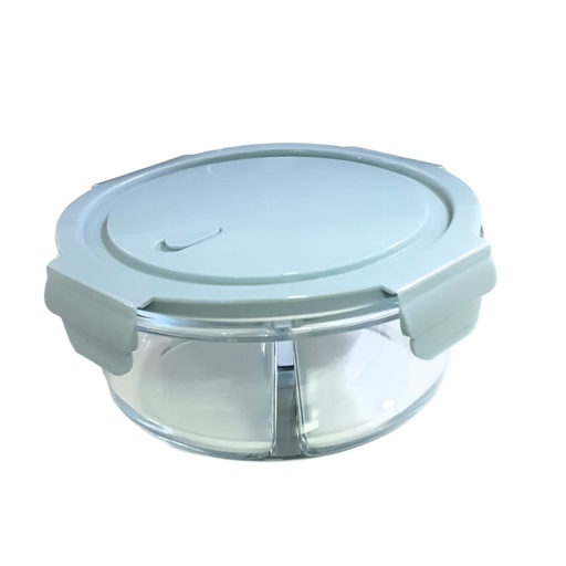 [1031890] BX3001-2 GLASS FOOD CONTAINER 950ML DEVIDED (HEIGHT 7CM, DIAMETER 17.5CM )