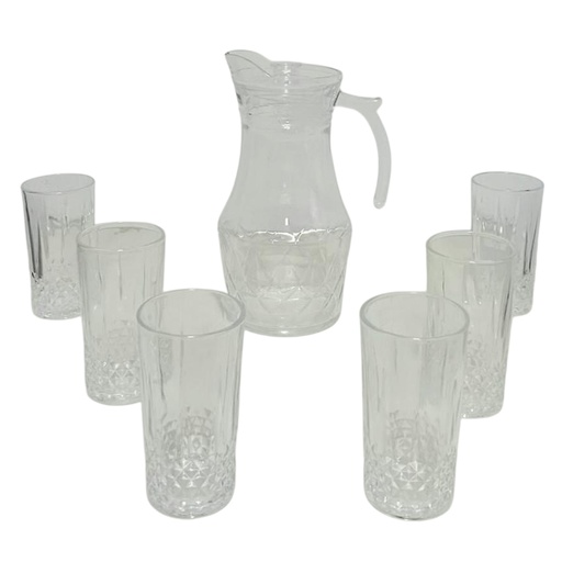 [1036998] YZH-41C/L7 JUG SET 7PCS {(JUG- HEIGHT: 26.3CM, DIAMETER: 11CM) (GLASSES: HEIGHT: 13.5CM, DIAMETER: 6.8CM)}