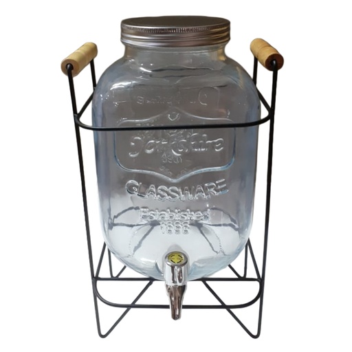 [1037482] GLASS JUICE DISPENSER W/RACK 5L