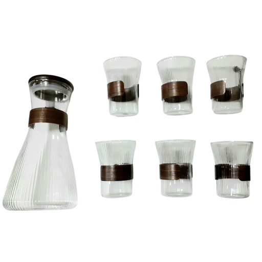 [1037920] GPH107B/L7 GLASS PITCHER SET 7PCS (JUG- HEIGHT: 26CM, DIAMETER: 8.5CM) (GLASSES- HEIGHT: 11.3CM, DIAMETER: 8CM)