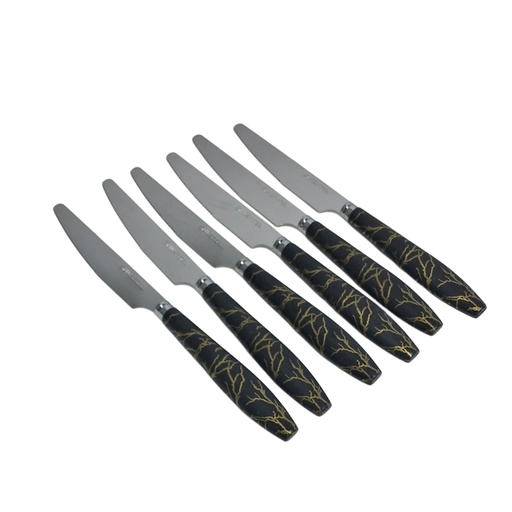 [1039245] 219-42 TABLE KNIFE 6PCS MARBLE BLACK