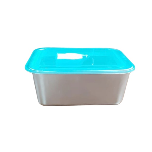 [1039982] STAINLESS STEEL CONTAINER WITH PLASTIC LID LENGTH 14CM WIDTH 11CM HEIGHT 6CM)