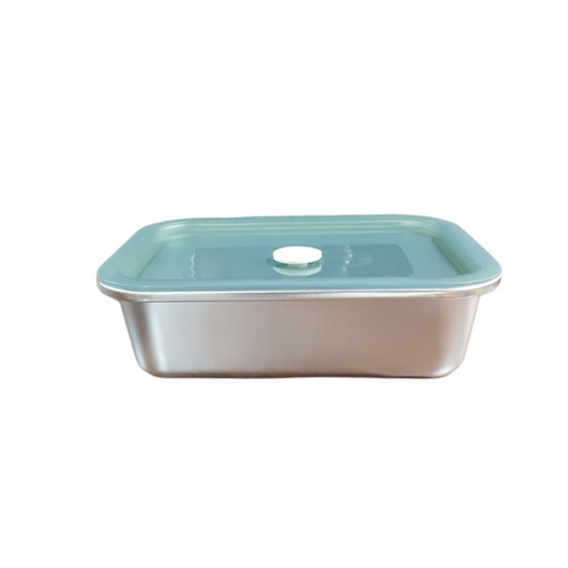 [1039984] STAINLESS STEEL CONTAINER WITH PLASTIC LID LENGTH:19CM ,WIDTH:14CM HEIGHT 5.5CM)