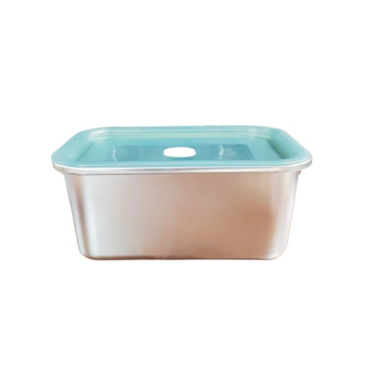 [1039985] STAINLESS STEEL CONTAINER WITH PLASTIC LID (LENGTH 19CM WIDTH 13.5CM HEIGHT 8CM)