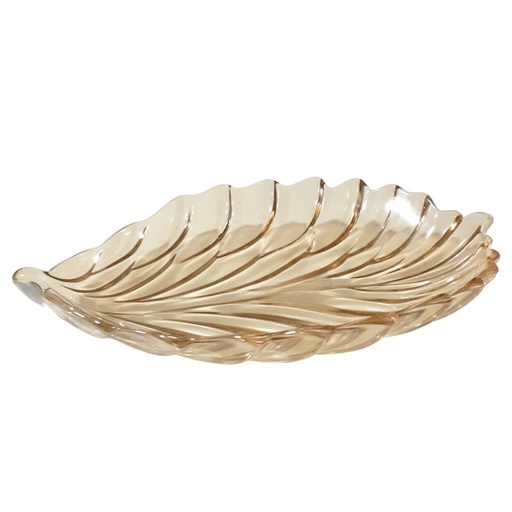 [1040706] YJP7024-2D GLASS CENTRE PIECE LEAVES GOLD (LENGTH 30.5CM, WIDTH: 23CM)
