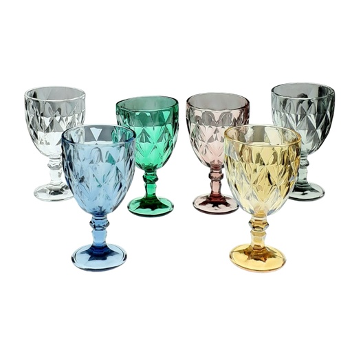 [1040782] KB151B/L6C CLEAR WATER GLASS MULTI 6PCS (HEIGHT: 16.5CM, DIAMETER: 9CM) 340ML