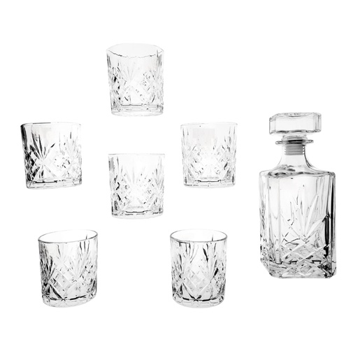 [1040793] DSJZ001A/L7 DECANTER 7PCS {(DECANTER HEIGHT: 23CM) (GLASSES HEIGHT: 9.7CM, DIAMETER:8.3CM)}