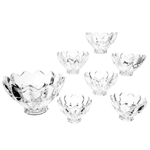 [1040976] TGD1911/L7 GLASS BOWL SET 7PCS {(BOWL- HEIGHT 19CM, DIAMETER 12CM) (GLASS- HEIGHT 7.5CM, DIAMETER 11.5CM)}