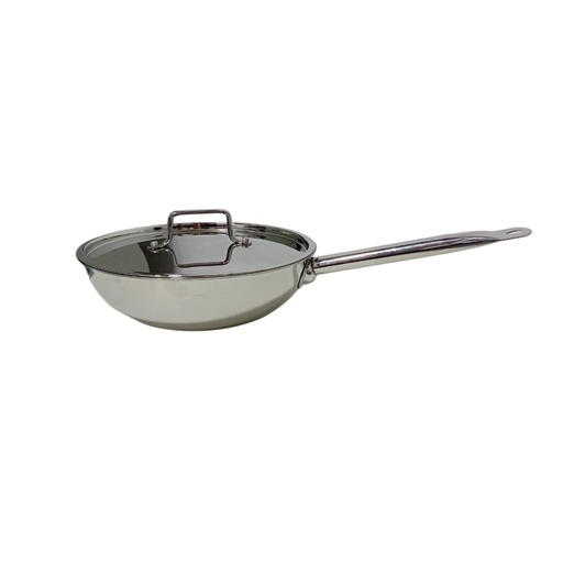 [1041446] S/S WOK WITH LID SINGLE HANDLE 32CM