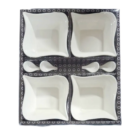 [1043712] 0071-3F CERAMIC SNACK BOWL WITH SPOON 8PCS