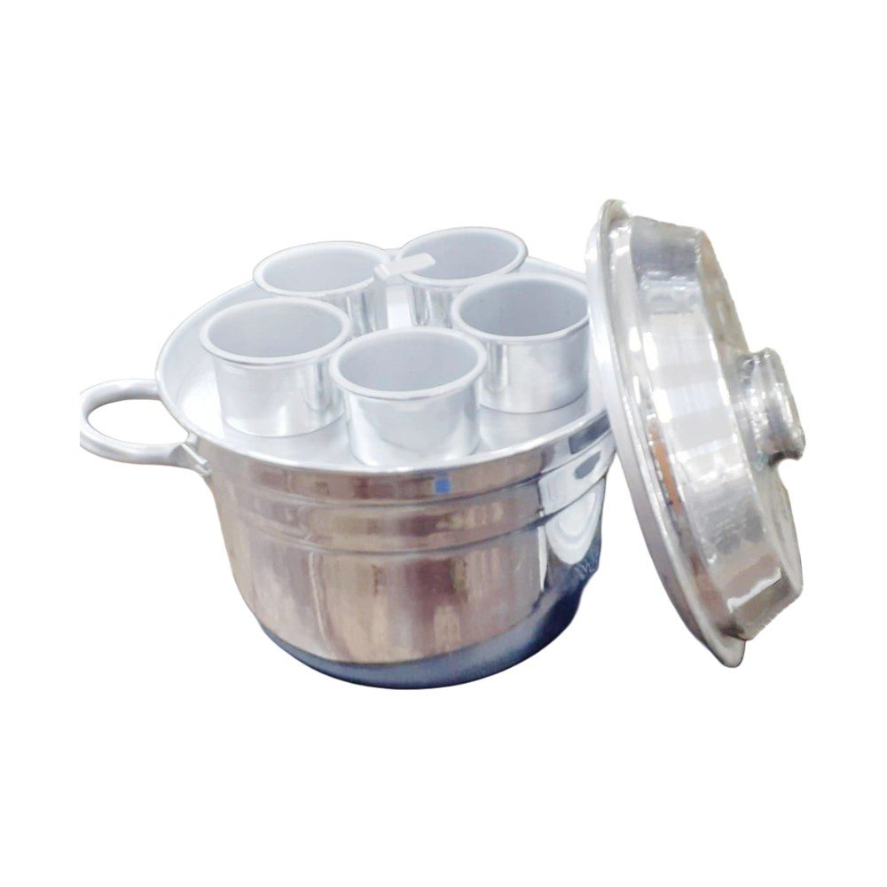 Aluminium pittu steamer with 5 moulds