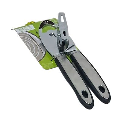 Can and bottle opener with grip handles