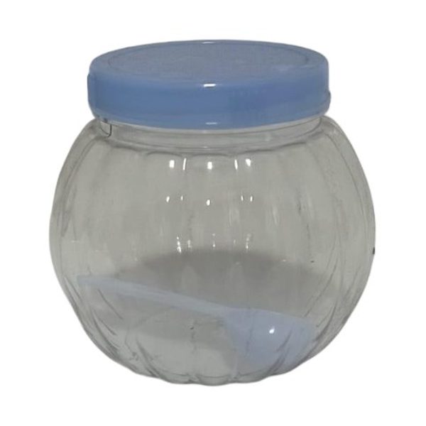 Round PET storage jar with lid