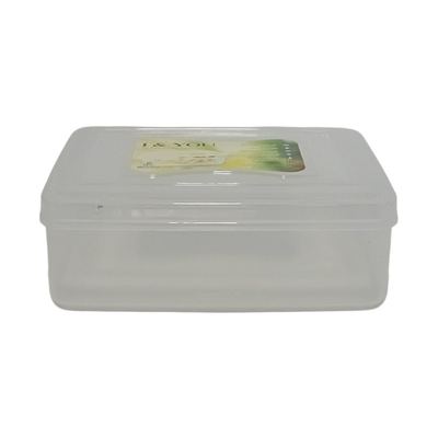 Clear rectangular plastic food container