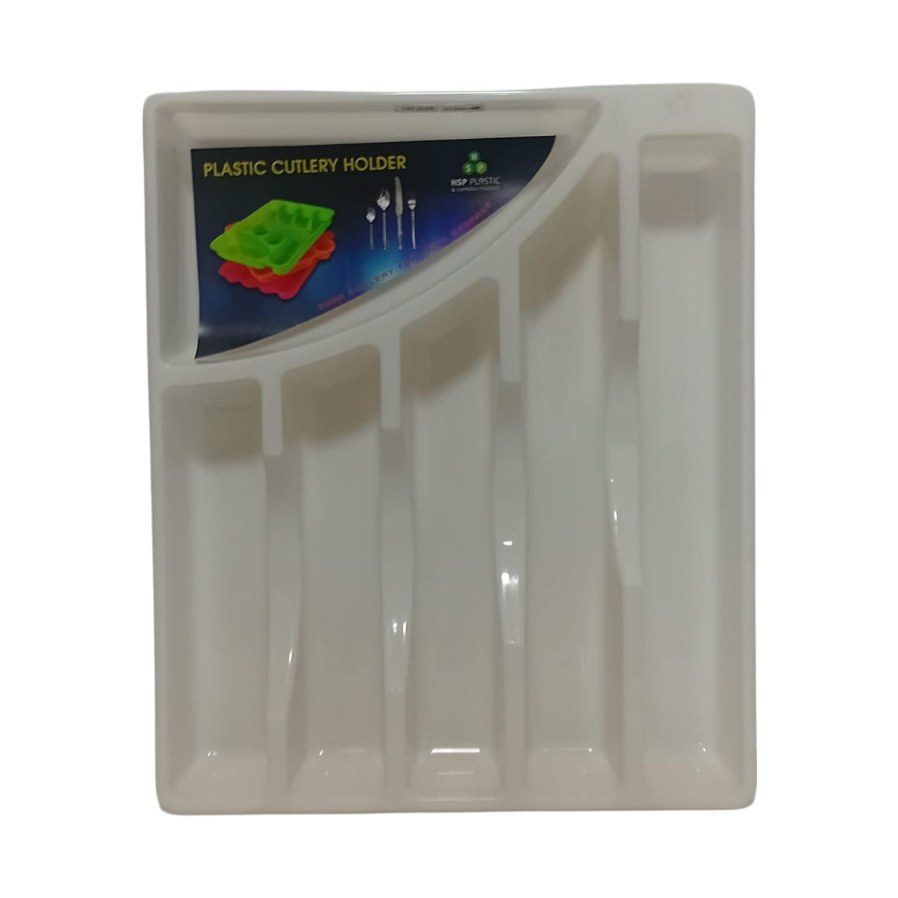 Plastic cutlery tray for drawers