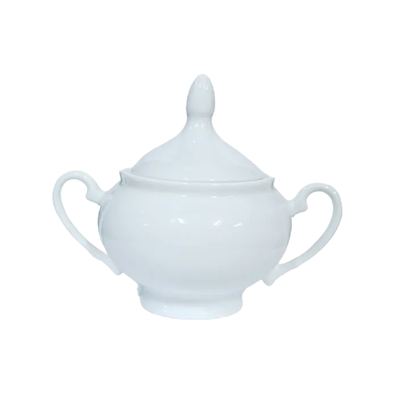 White Porcelain Sugar Bowl with Lid